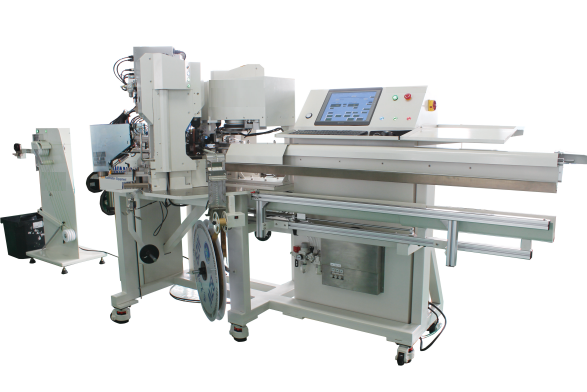 Automatic wire cutting, peeling, and ending machine
