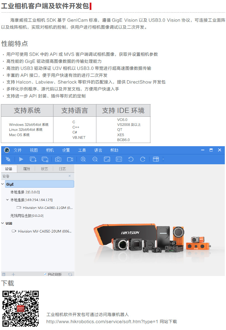 Industrial Camera Client and Software Development Kit